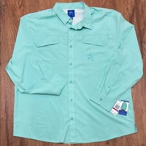 Guy Harvey Teal Long Sleeves Button Down Shirt